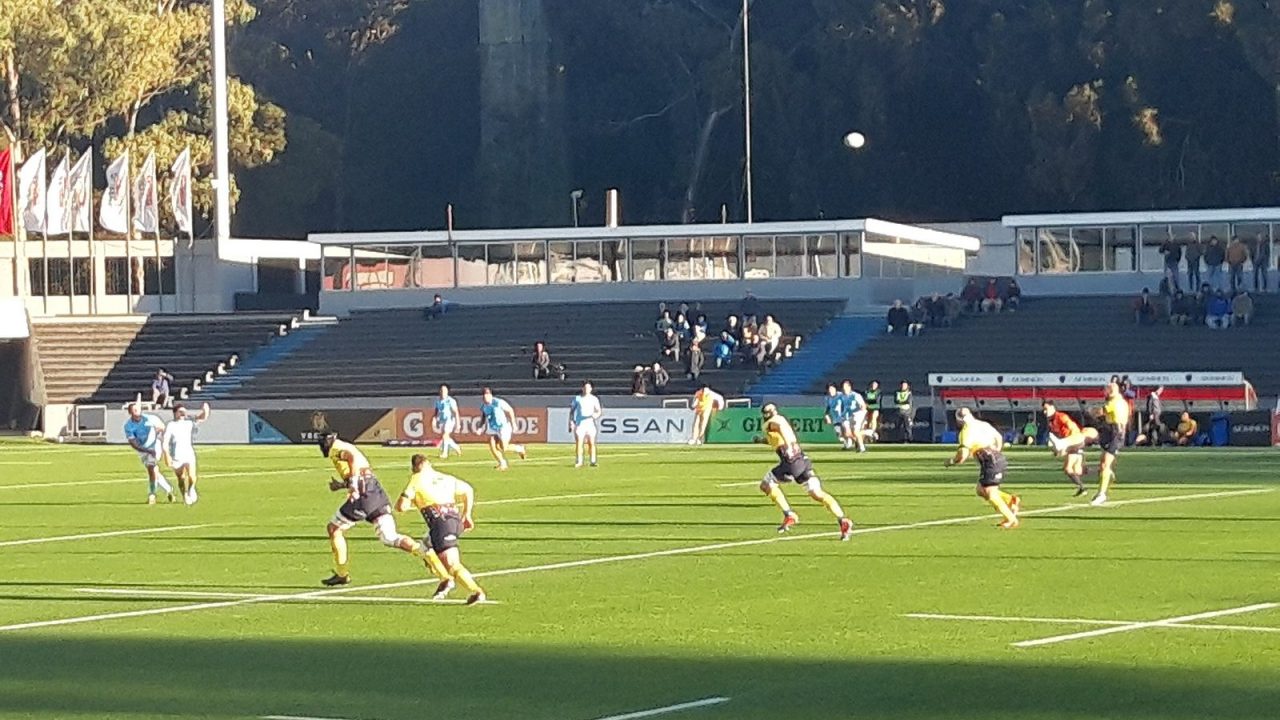 Uruguay and Romania players during a rugby union Test in Montevideo, July 2022